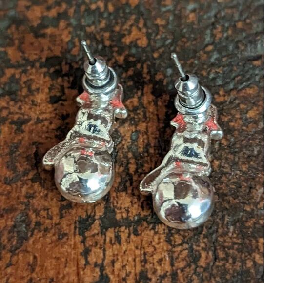 Snowman Christmas Earrings -Metal Studs - Picture 2 of 5